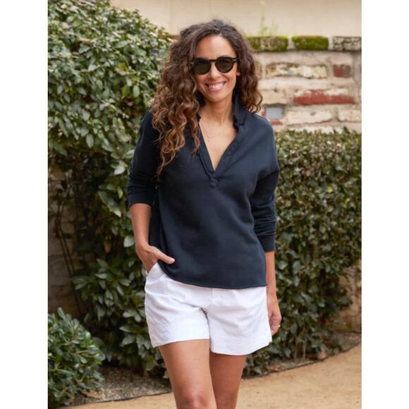 B53 Frank & Eileen Navy Patrick Popover Top Womens XL Fleece Minimalist Travel - Picture 2 of 7